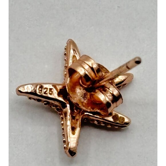 Starfish Stud Earrings 925 Sterling Silver Rose Gold Plated With CZ - Picture 4 of 7